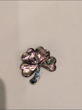 Vintage Alpaca Mexico 4 Leaf Clover Pin Brooch!